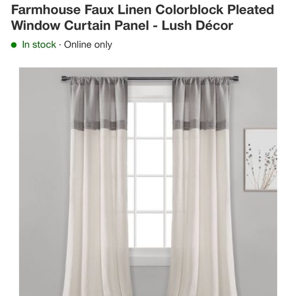 Target Other - Farmhouse faux linen colorblock pleated window curtain panels